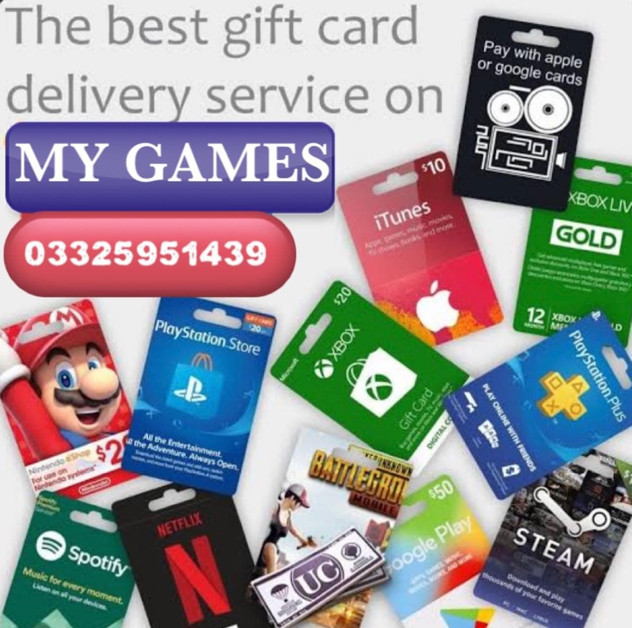 ALL TYPES OF GIFT CARDS ARE AVAILABLE AT MY GAMES